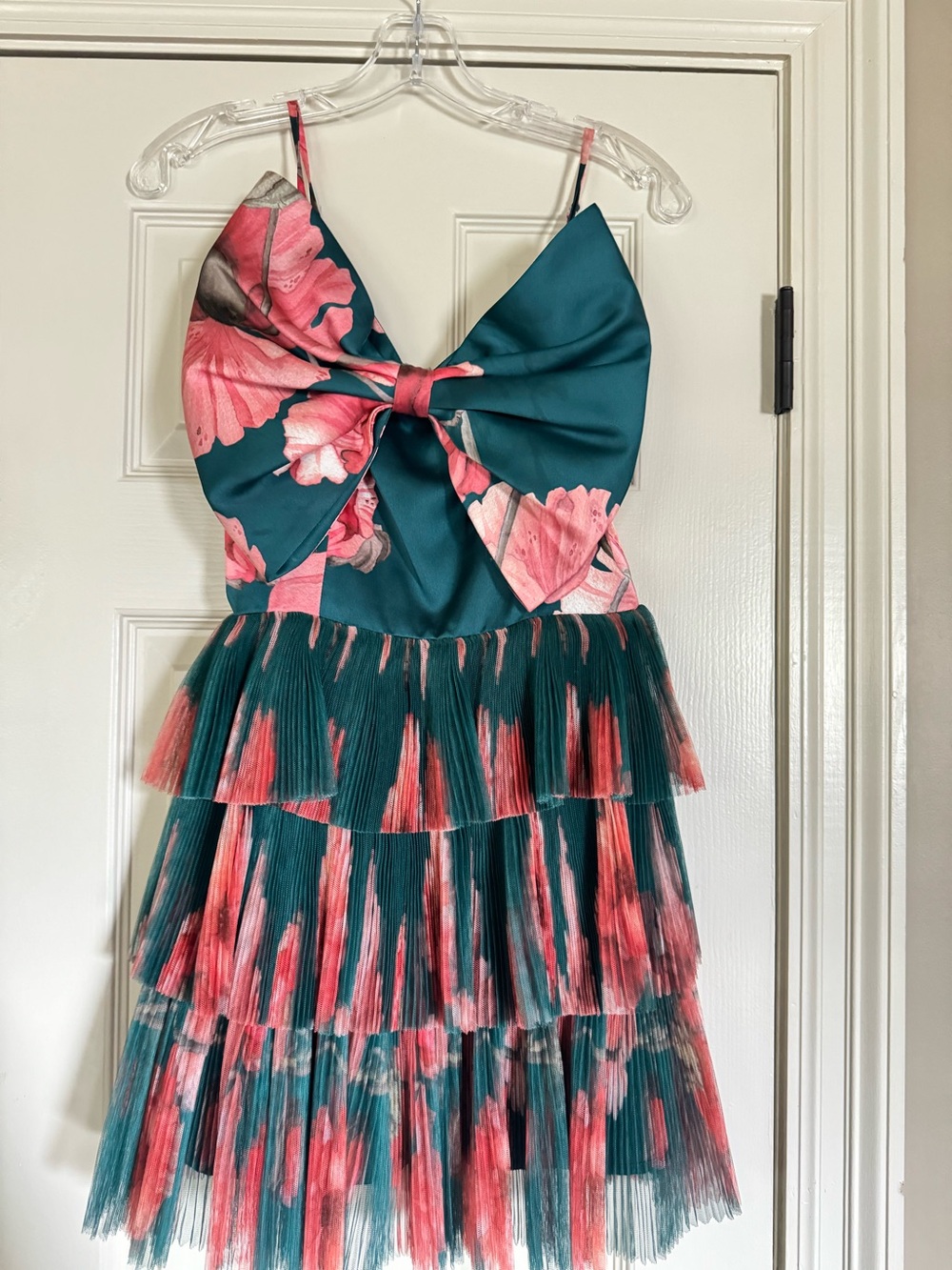 Girls Teal & Pink Layered Tulle Party Dress